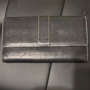 COACH Vintage Hampton Black Wallet Tri-Fold Clutch Leather